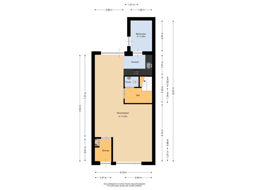 View floorplan of Begane grond of Bovensim 26