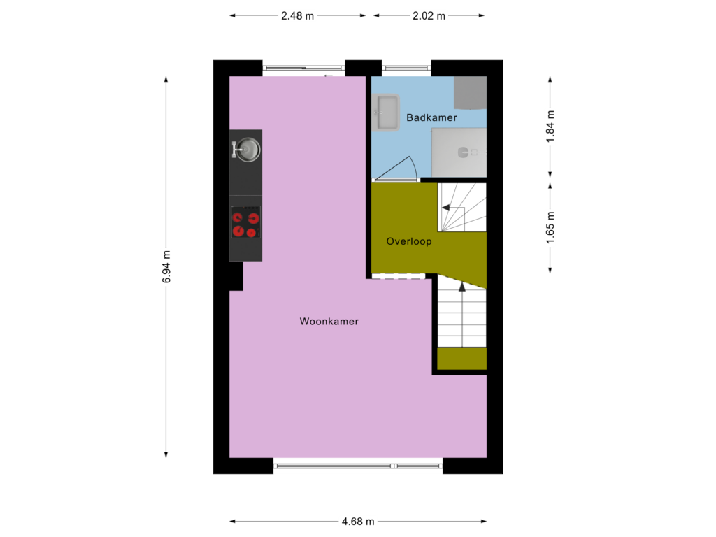 View floorplan of 1e Verdieping of Zandstraat 82