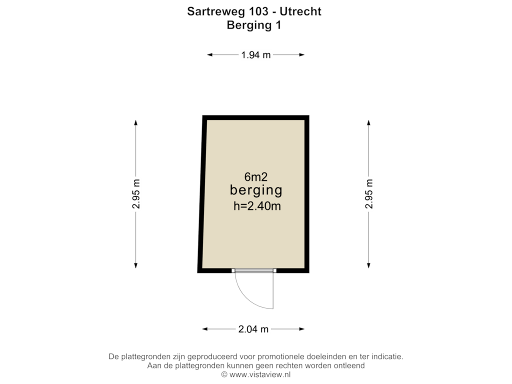 View floorplan of BERGING 1 of Sartreweg 103