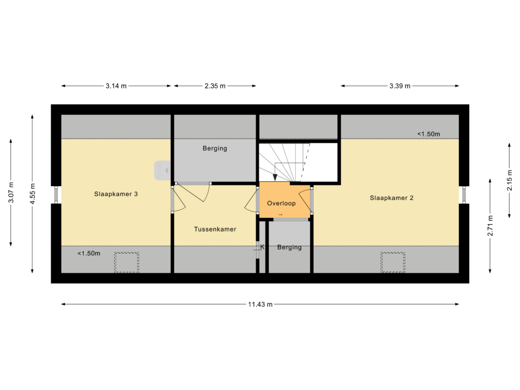 View floorplan of Eeste verdieping of Schuttersstraat 1