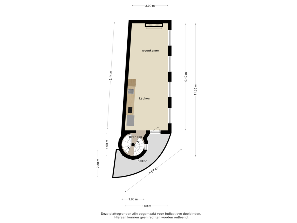 View floorplan of 1e verdieping of Kanunnikencour 10