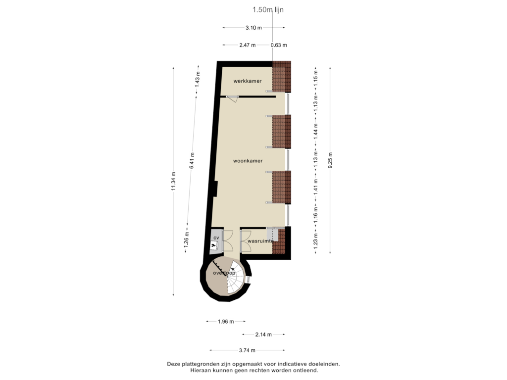 View floorplan of 2e verdieping of Kanunnikencour 10