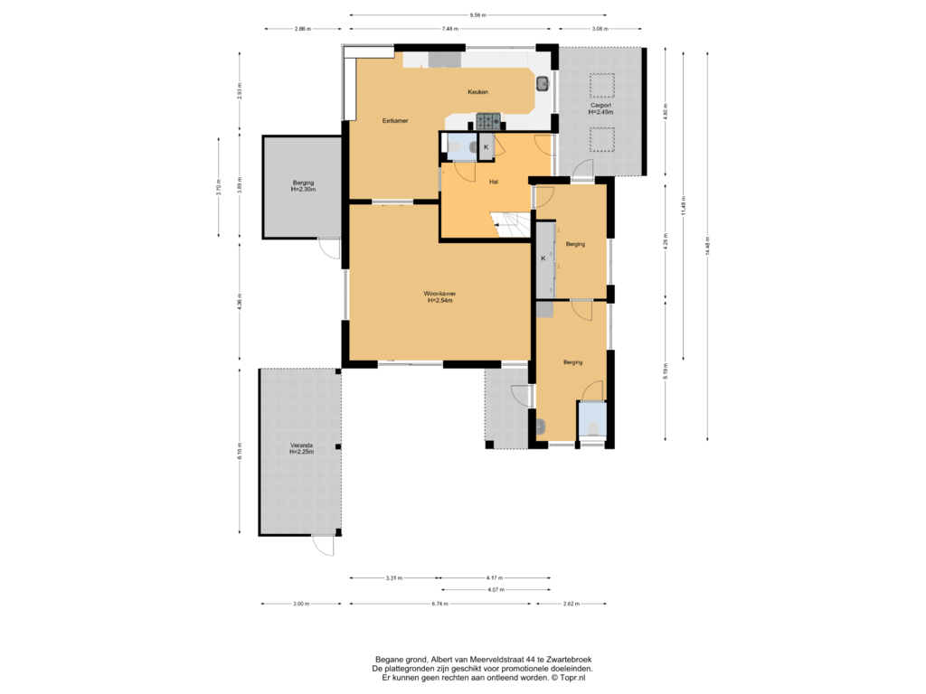 Bekijk plattegrond van Begane grond van Albert van Meerveldstraat 44