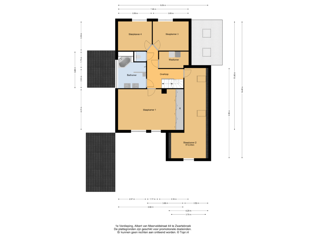 Bekijk plattegrond van 1e Verdieping van Albert van Meerveldstraat 44