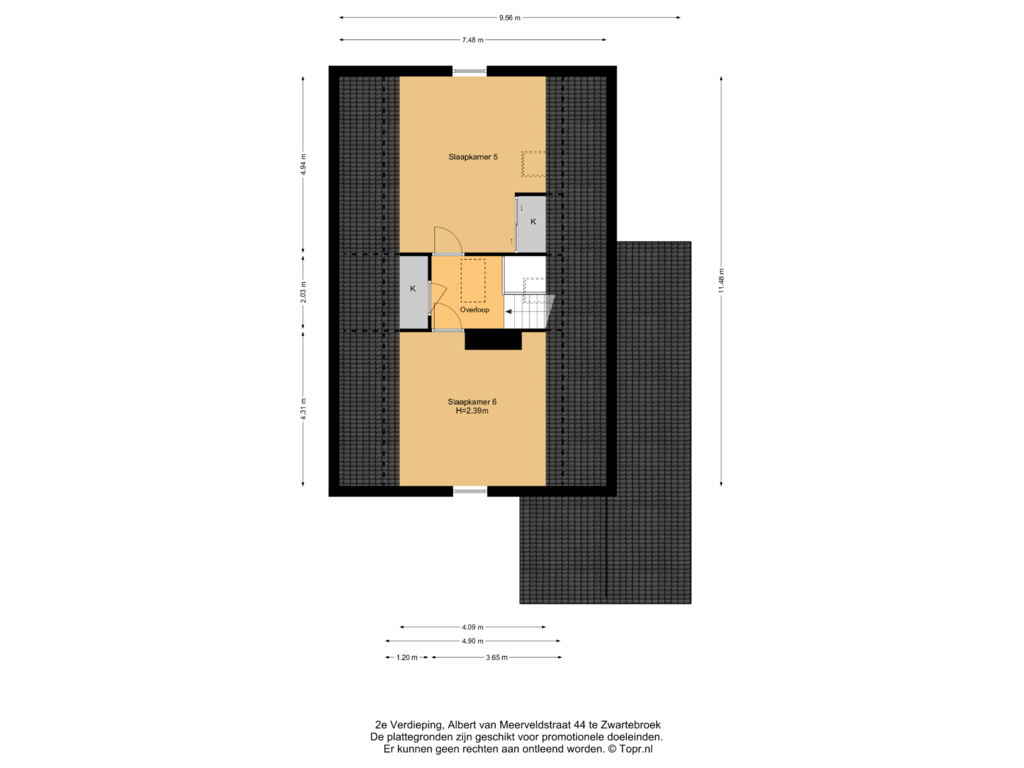 Bekijk plattegrond van 2e Verdieping van Albert van Meerveldstraat 44