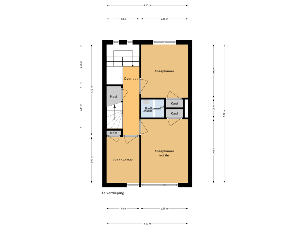 View floorplan of 1e verdieping of Hyacinthenstraat 58