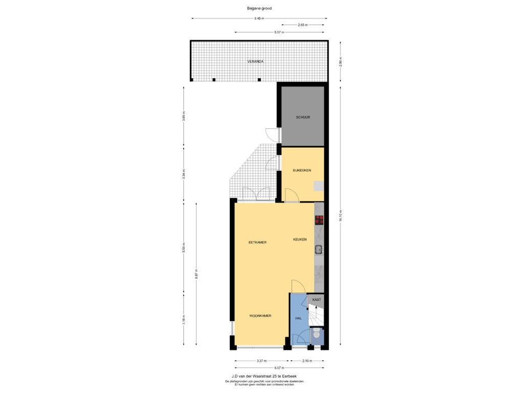 Bekijk plattegrond van Begane grond van J.D. van der Waalsstraat 25