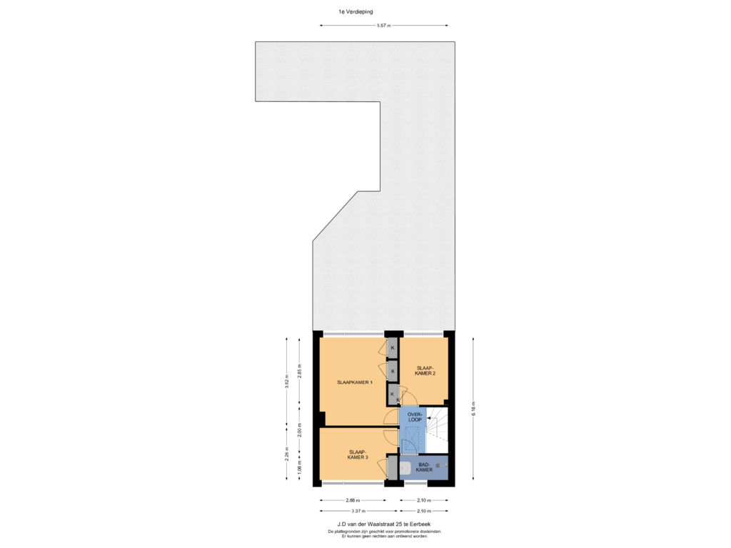 Bekijk plattegrond van 1e Verdieping van J.D. van der Waalsstraat 25