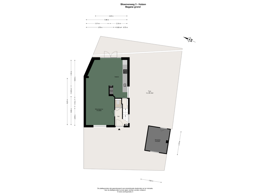 Bekijk plattegrond van Begane grond van Bloemenweg 3