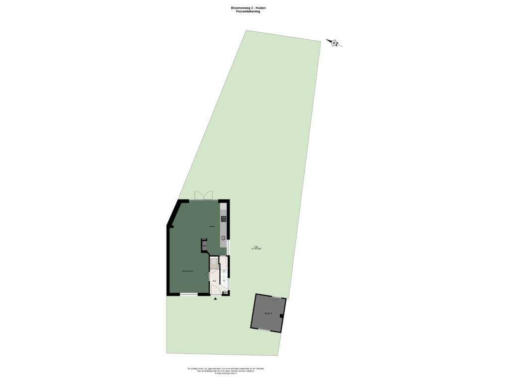 Bekijk plattegrond van Perceeltekening van Bloemenweg 3