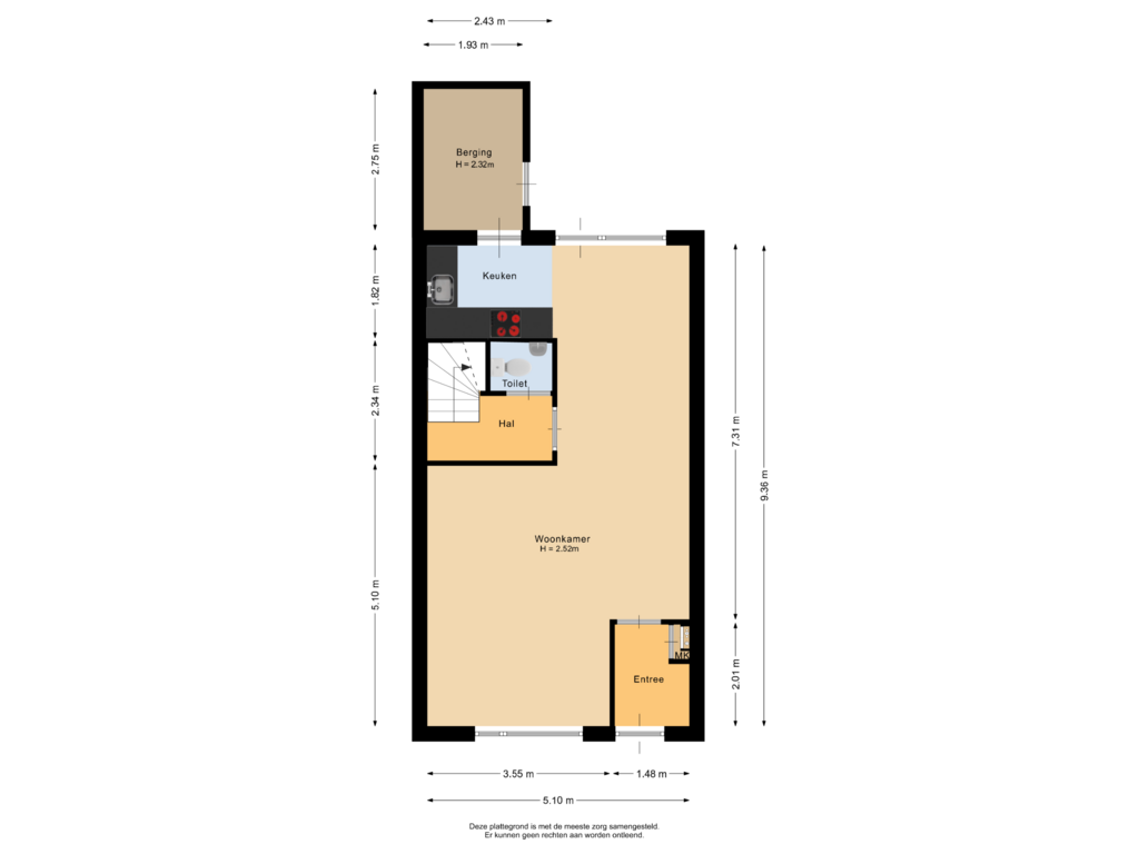 Bekijk plattegrond van Begane grond van Bovensim 28