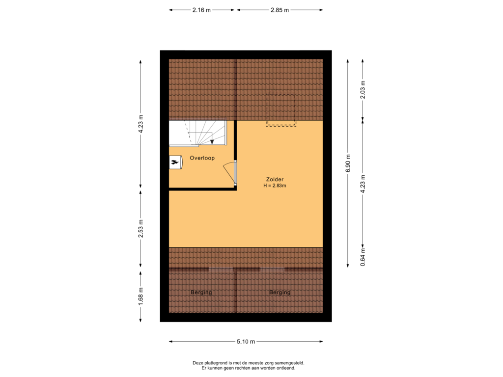 Bekijk plattegrond van Tweede verdieping van Bovensim 28