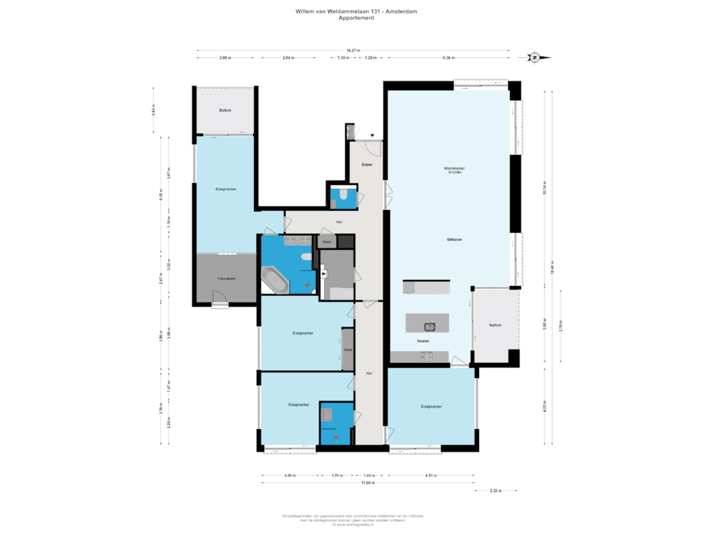 Bekijk plattegrond van Appartement van Willem van Weldammelaan 131