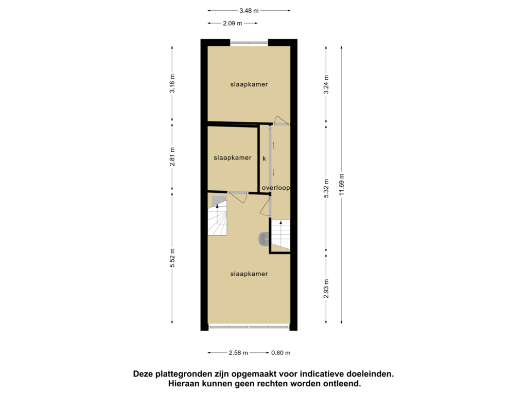 View floorplan of 1e verdieping of Goudseweg 73