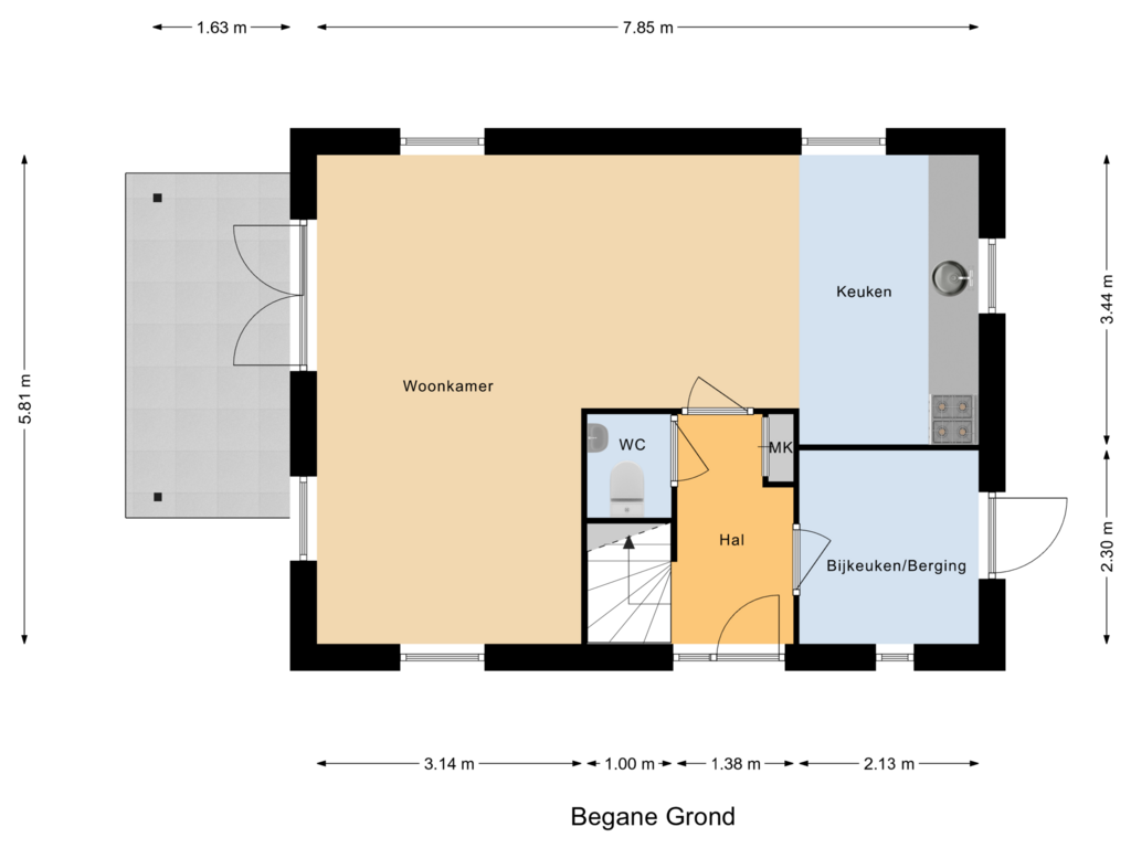 View floorplan of Begane Grond of I.M. van der Bijlstraat 15