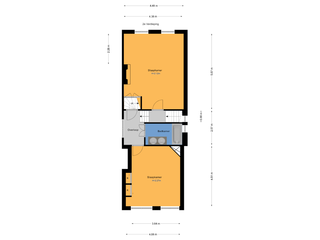 Bekijk plattegrond van 2e Verdieping van Molenstraat 33