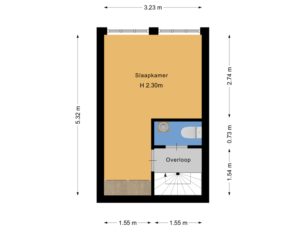 Bekijk plattegrond van 2e verdieping van Bergstraat 18