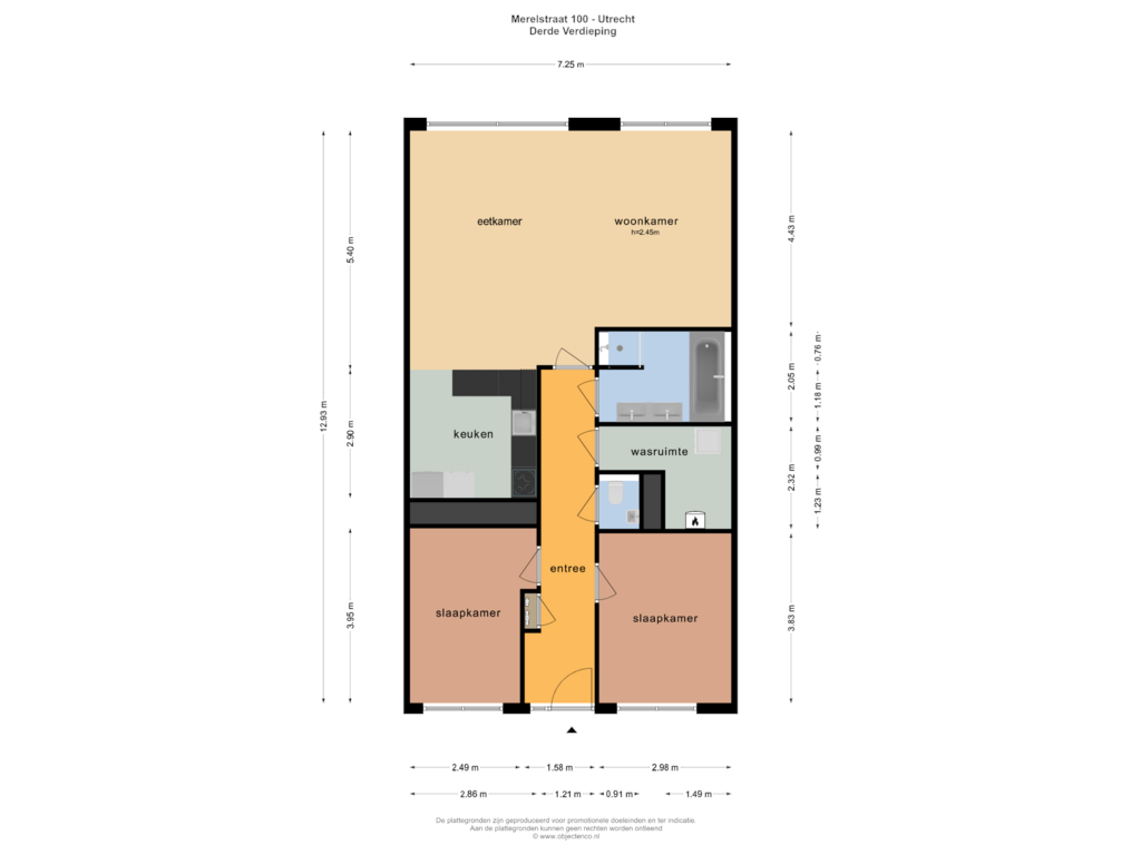 Bekijk plattegrond van DERDE VERDIEPING van Merelstraat 100