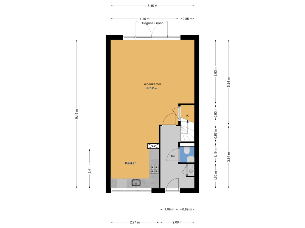 View floorplan of Begane Grond of Kerkuillaan 27