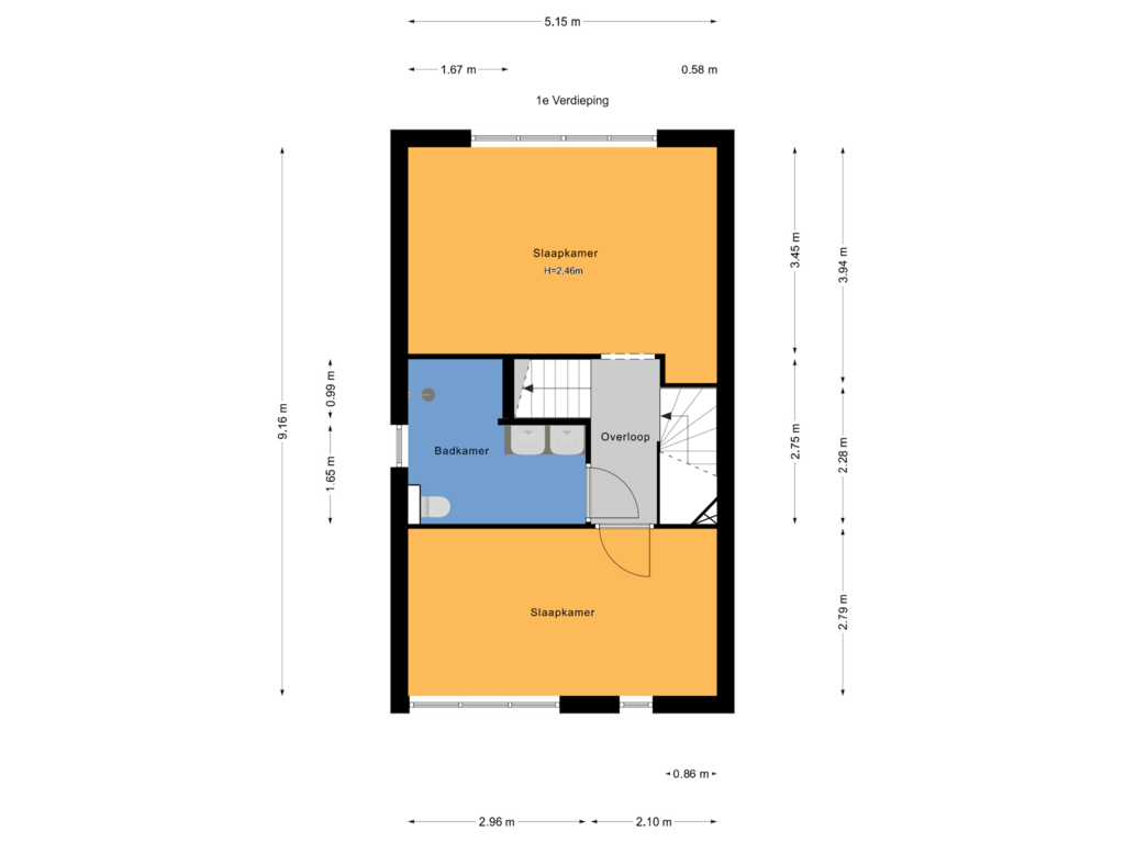 View floorplan of 1e Verdieping of Kerkuillaan 27