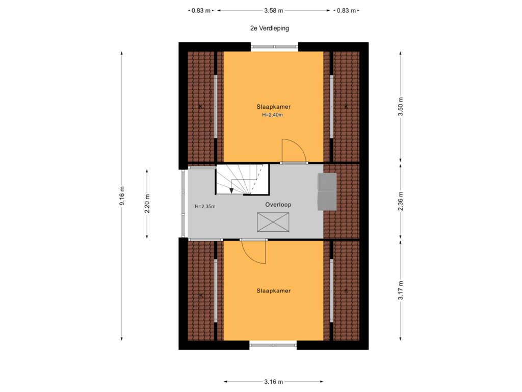 View floorplan of 2e Verdieping of Kerkuillaan 27