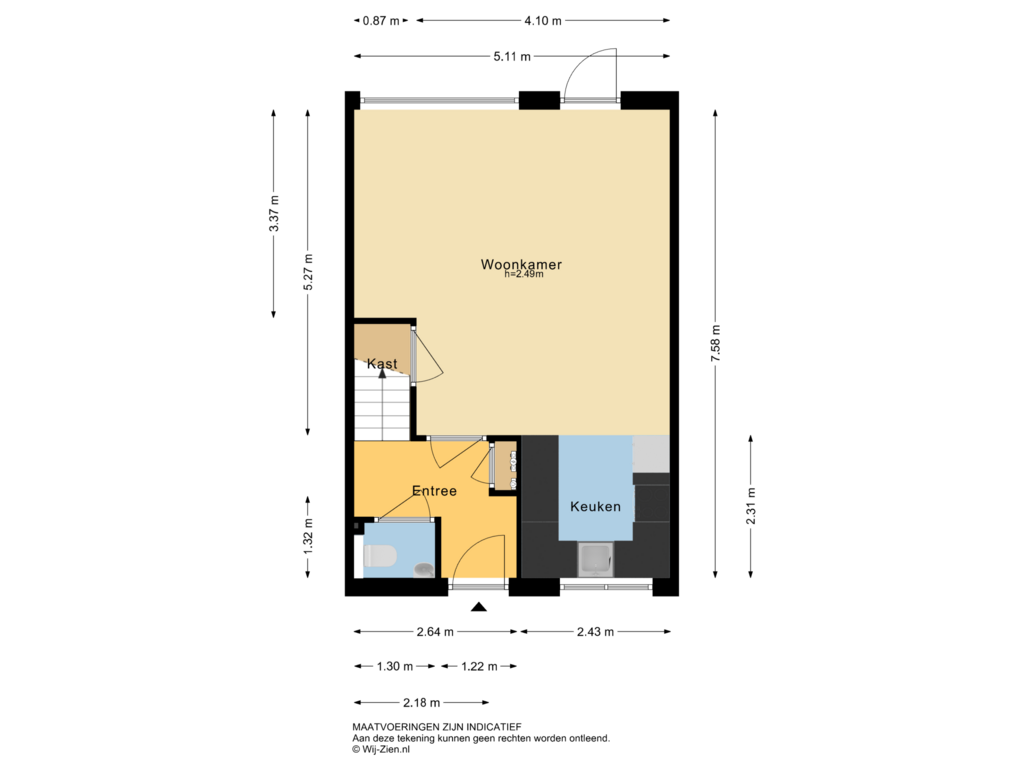 View floorplan of BEGANE GROND of Abraham van Strijstraat 24