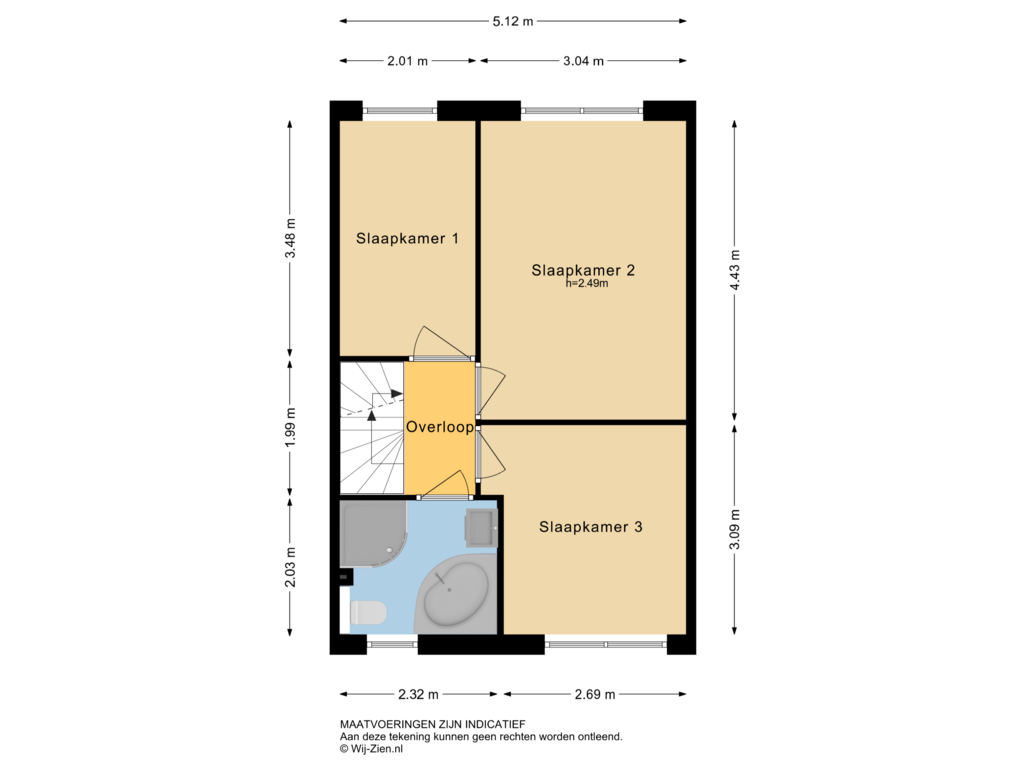 View floorplan of EERSTE VERDIEPING of Abraham van Strijstraat 24