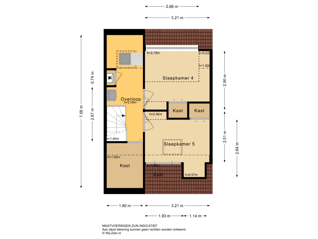 View floorplan of TWEEDE VERDIEPING of Abraham van Strijstraat 24