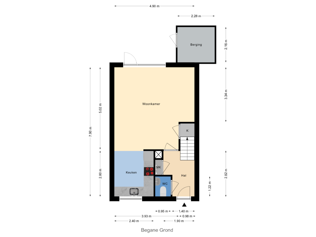 Bekijk plattegrond van Begane Grond van Binnenhof 14