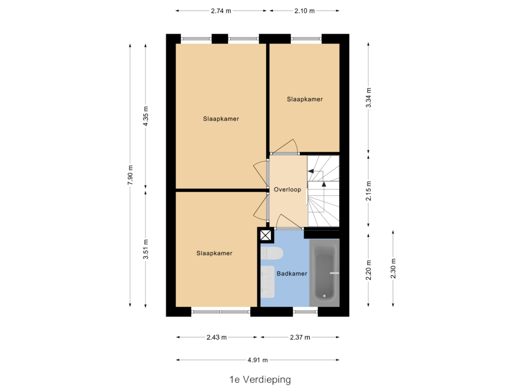 Bekijk plattegrond van 1e Verdieping van Binnenhof 14