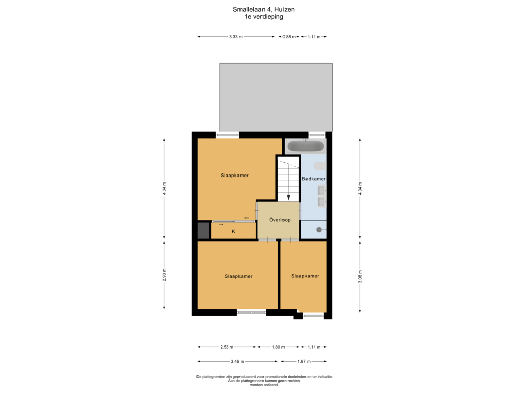 Bekijk plattegrond van 1e verdieping van Smallelaan 4