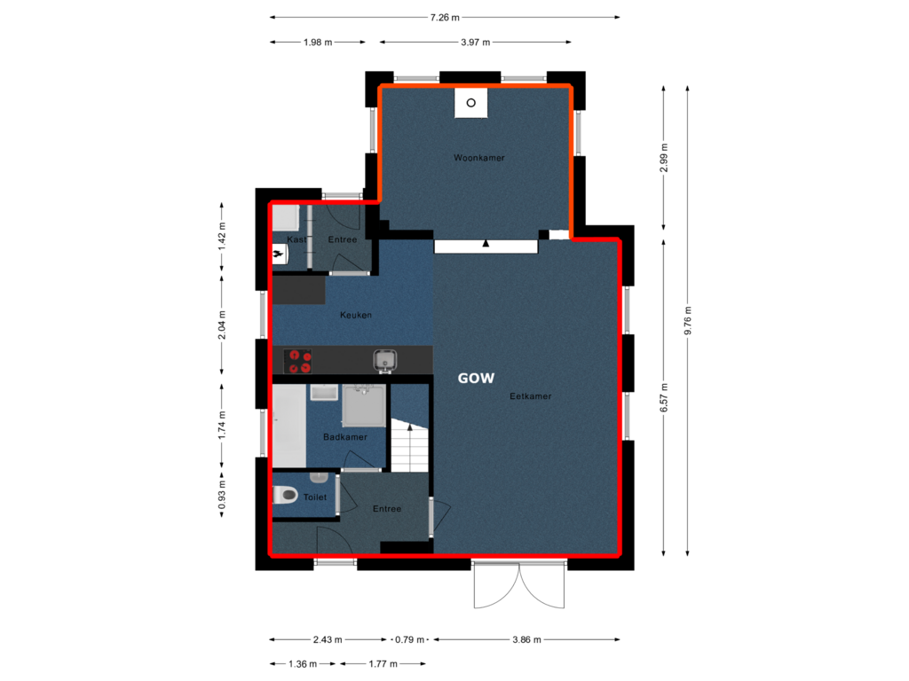 View floorplan of Begane grond of De Witte Bergen 38