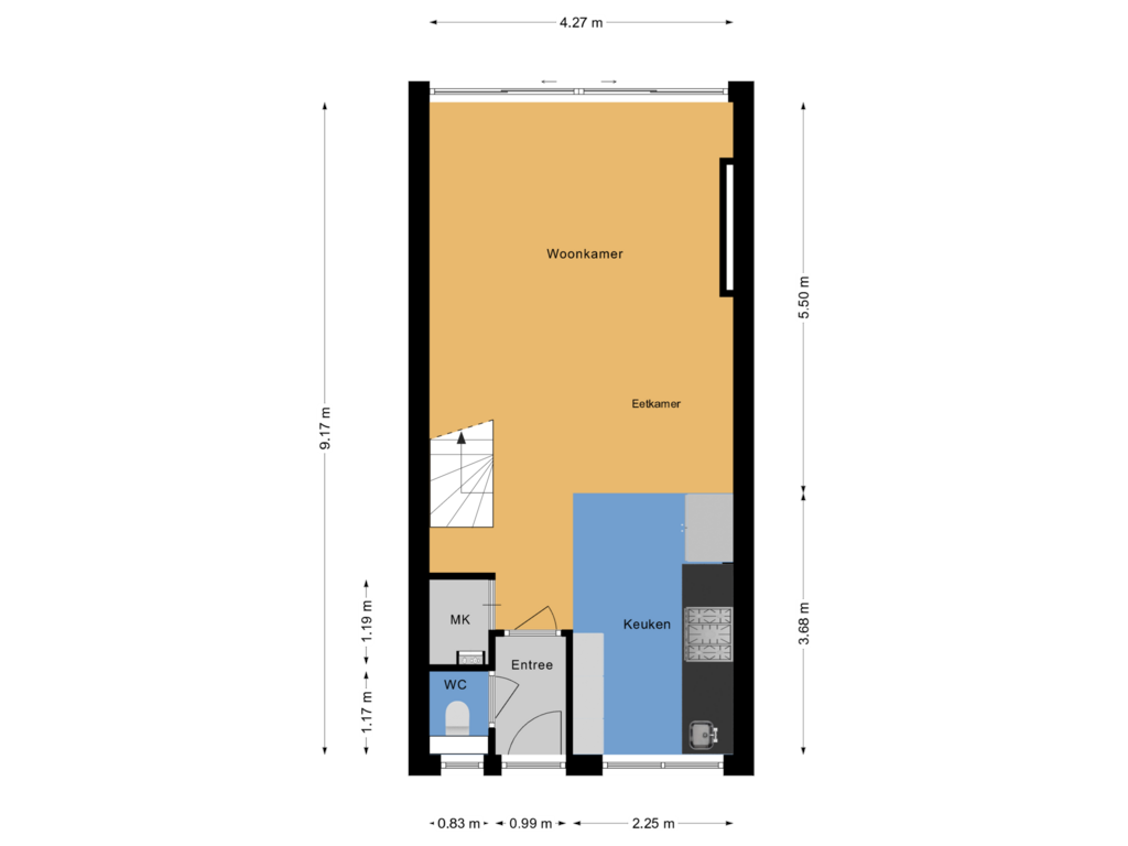 View floorplan of Begane grond of Militaireweg 109