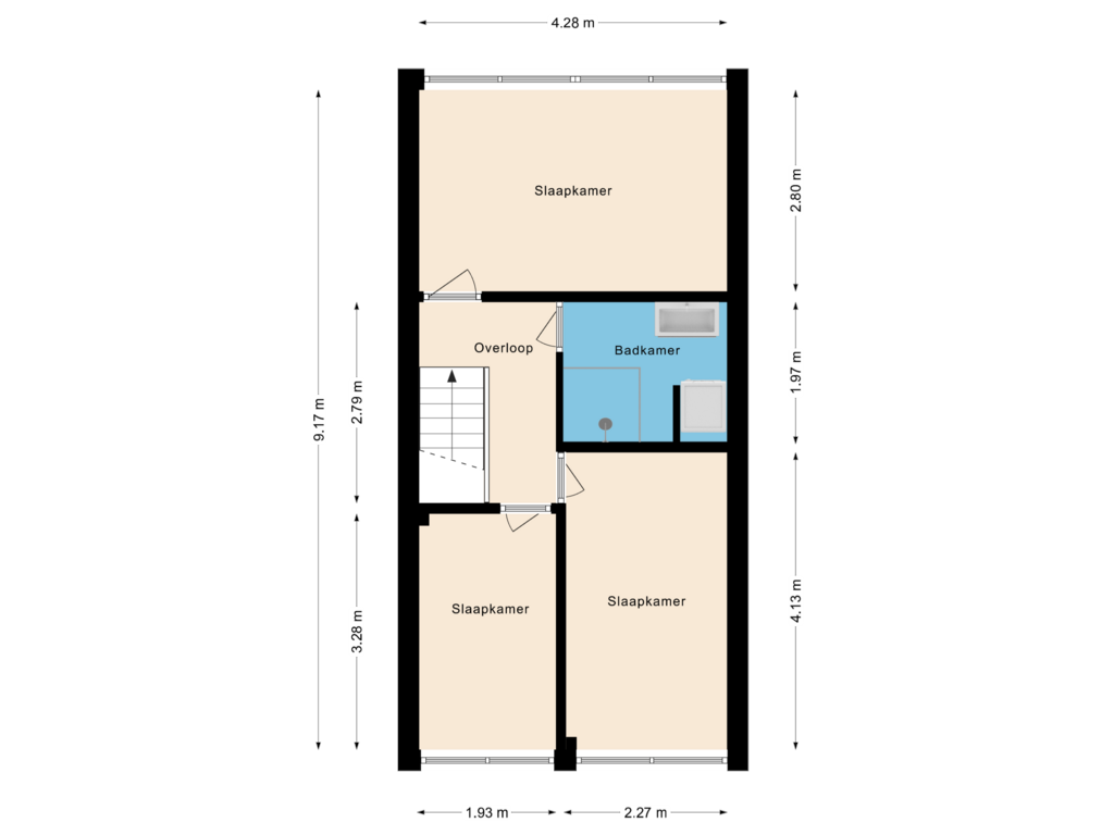 View floorplan of Eerste verdieping of Militaireweg 109