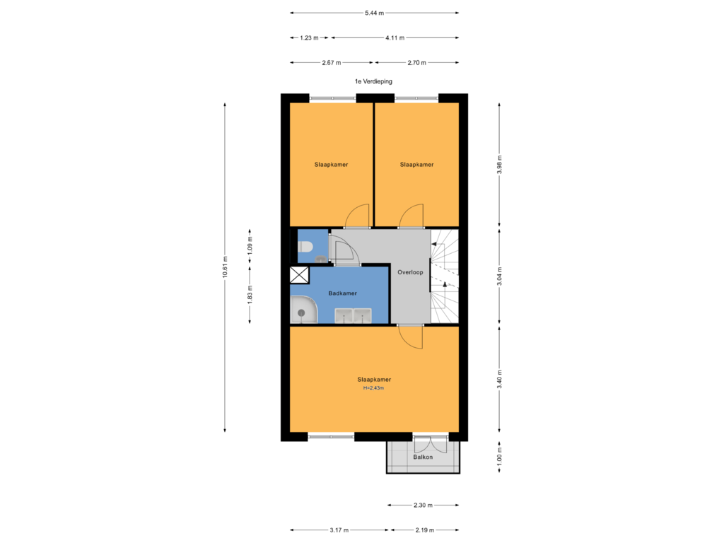 Bekijk plattegrond van 1e Verdeiping van Mare 57