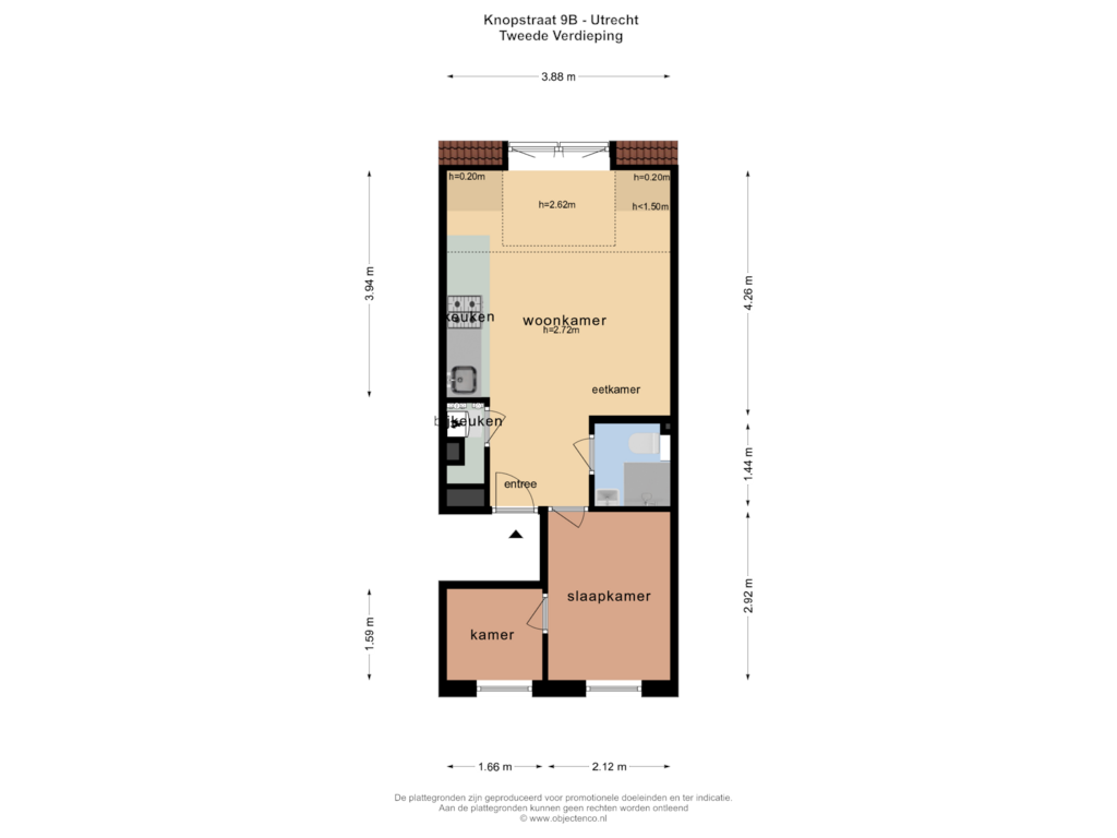 Bekijk plattegrond van TWEEDE VERDIEPING van Knopstraat 9-B