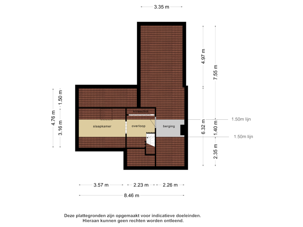 View floorplan of 2e verdieping of Loevestraat 45