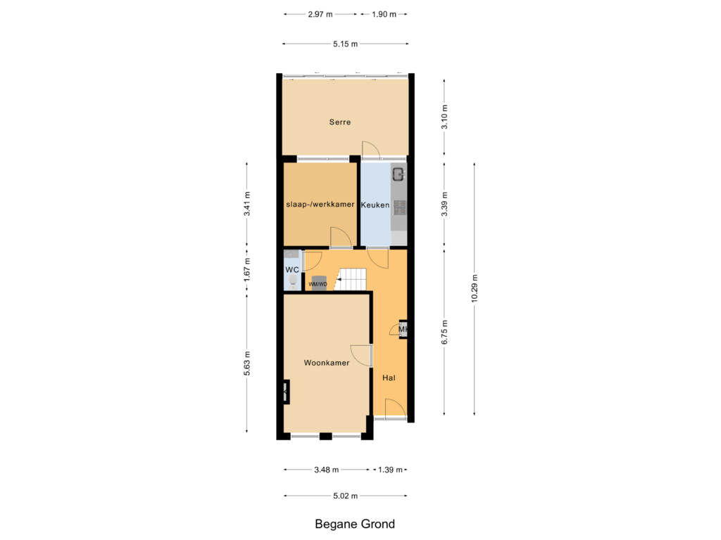 Bekijk plattegrond van Begane Grond van Grotestraat 5-B