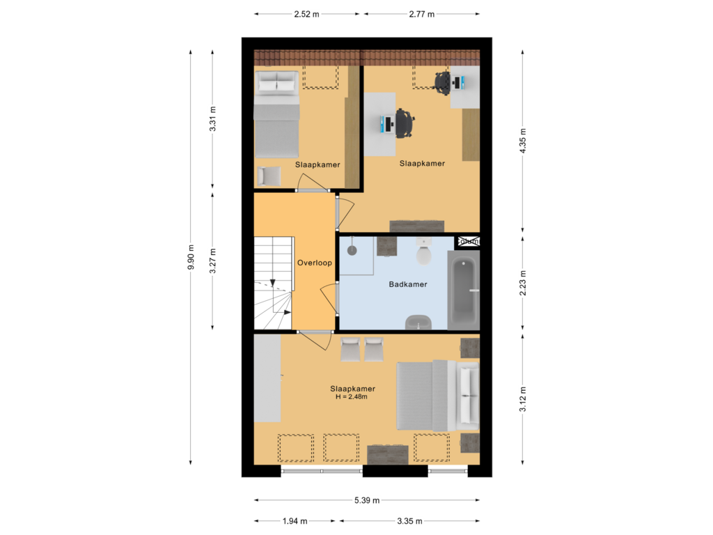 Bekijk plattegrond van Tweede verdieping van Branderijmolengang 21