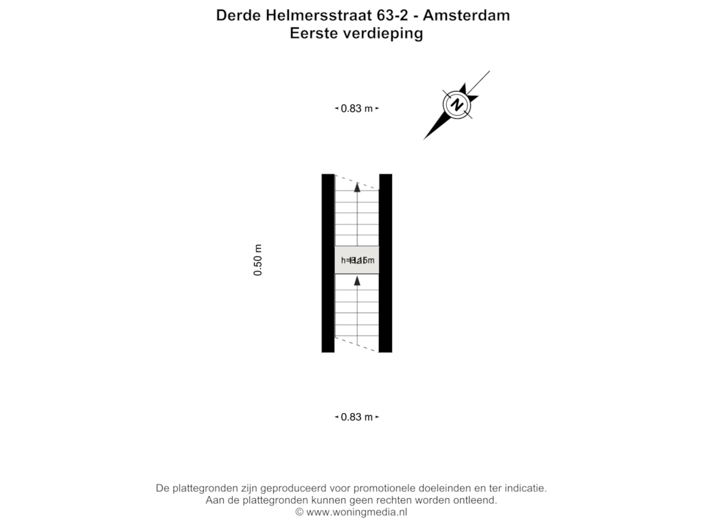 Bekijk plattegrond van Eerste verdieping van Derde Helmersstraat 63-2