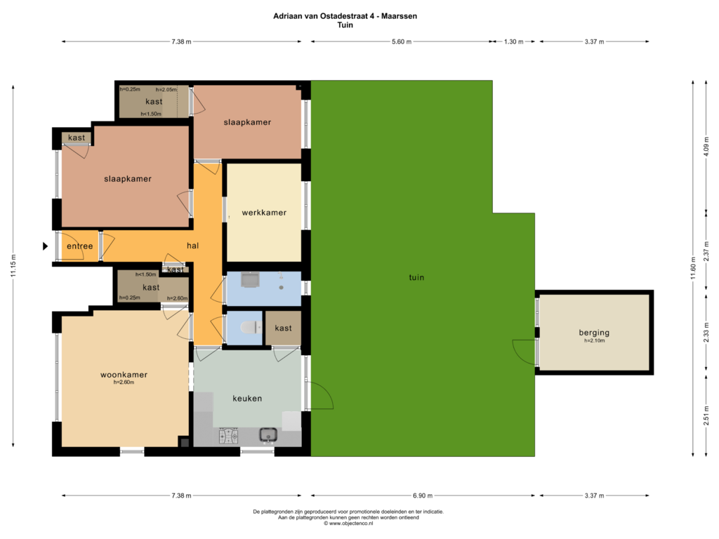 Bekijk plattegrond van Tuin van Adriaan van Ostadestraat 4