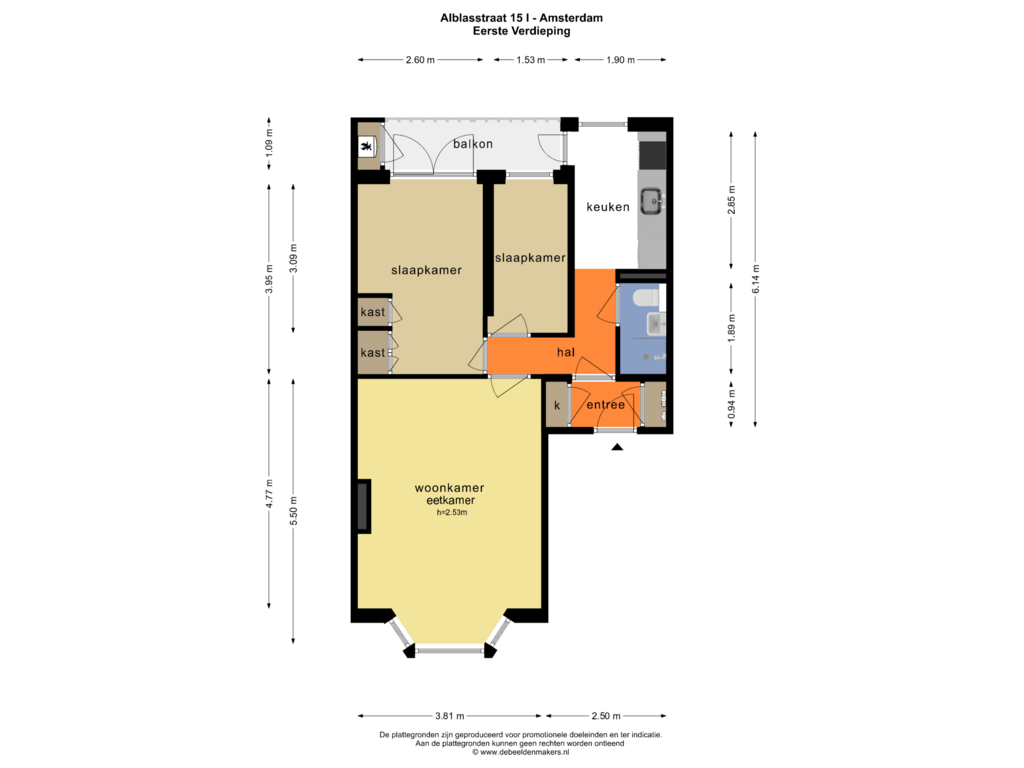 Bekijk plattegrond van EERSTE VERDIEPING van Alblasstraat 15-1