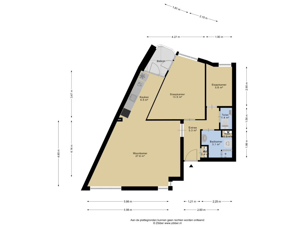 Bekijk plattegrond van 1 e verdieping van Churchilldreef 1