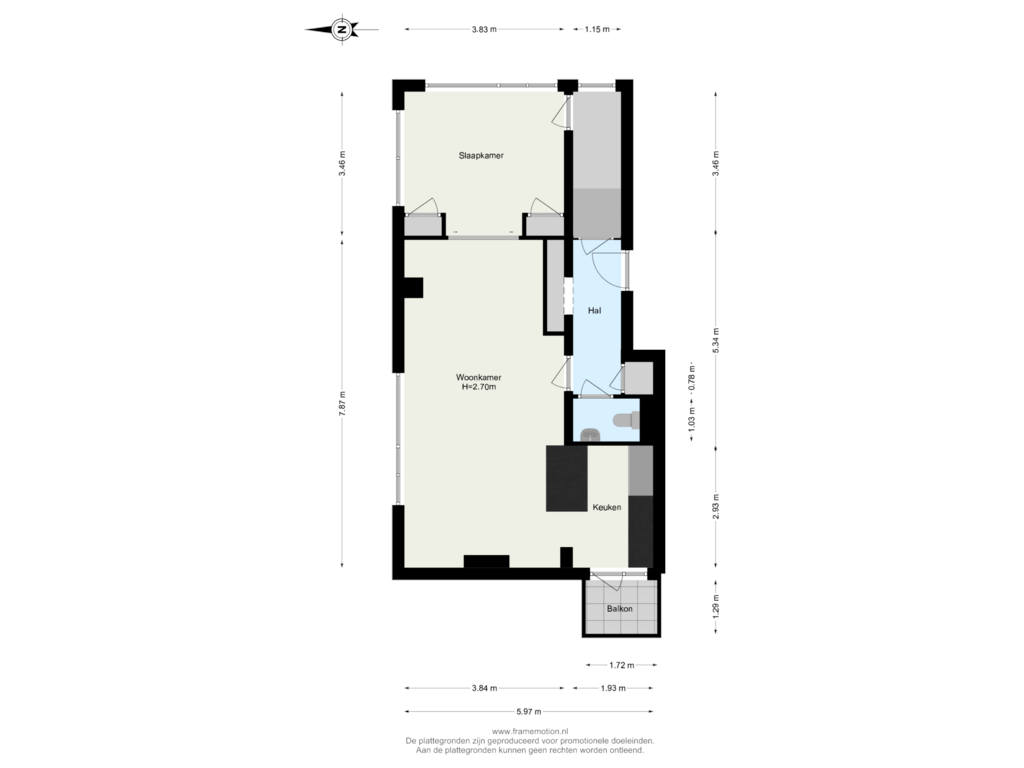 View floorplan of Verdieping 1 of Nobelstraat 115-B