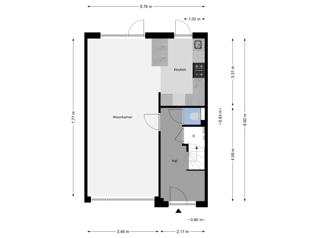 Bekijk plattegrond van Begane Grond van Klitsert 14