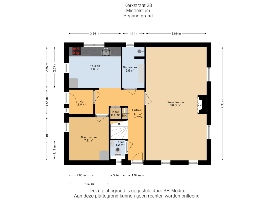 Bekijk plattegrond van Begane grond van Kerkstraat 28