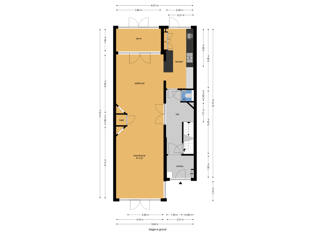 Bekijk plattegrond van begane grond van Frederik Hendriklaan 13