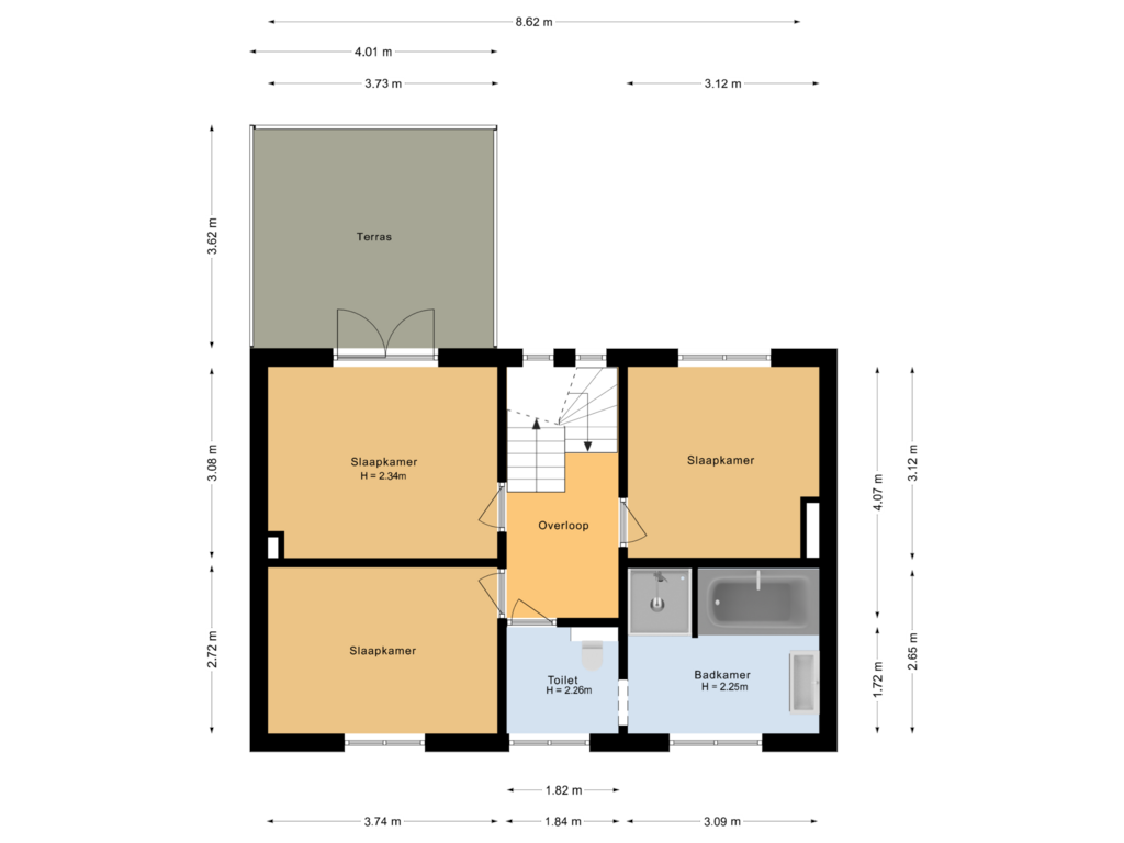 View floorplan of Eerste verdieping of Mgr. Nolensplein 30