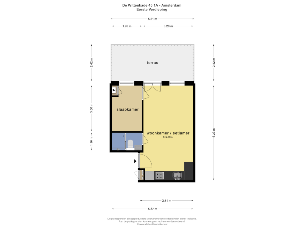 Bekijk plattegrond van EERSTE VERDIEPING van De Wittenkade 45-1A