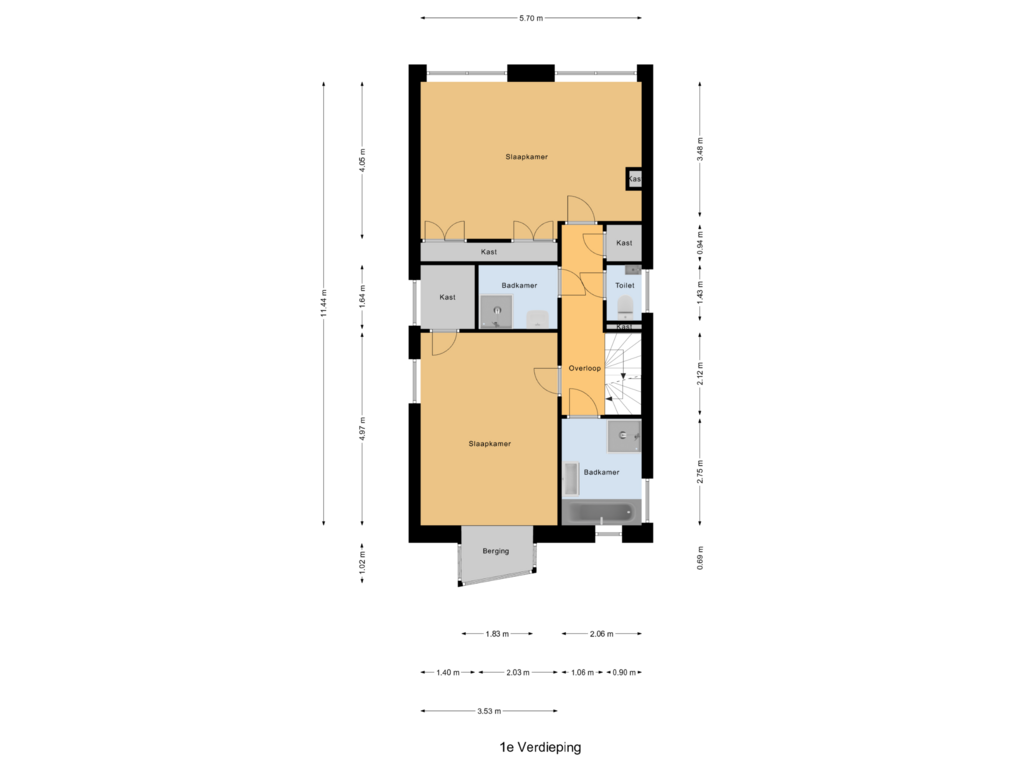 Bekijk plattegrond van 1e Verdieping van Langedaal 25